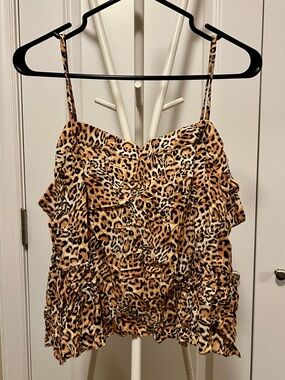 Joe Fresh Brown Ruffled Sleeveless Camisole